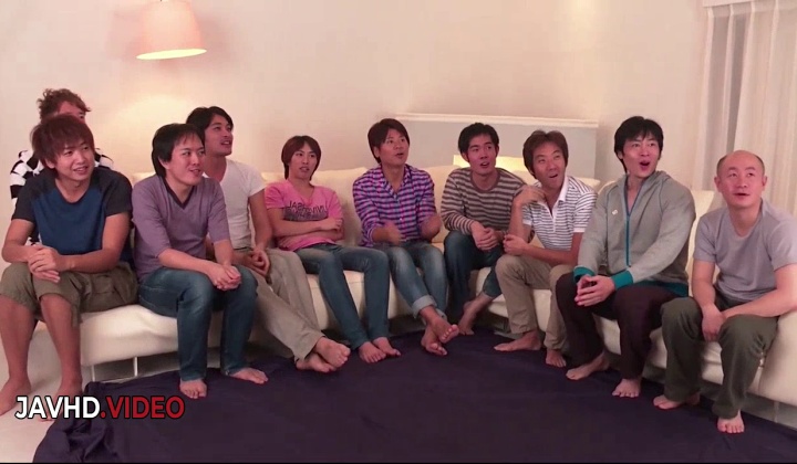 ⁣Intense asian gangbang blowjob scene featuring mihono