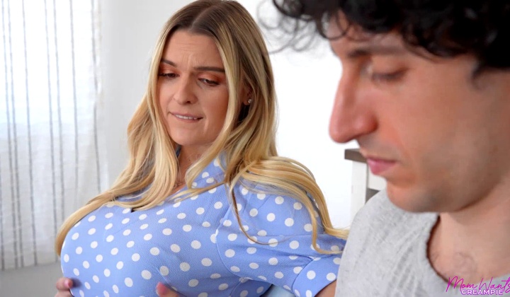 ⁣Busty stepmom asks stepson for icing on her wet cake